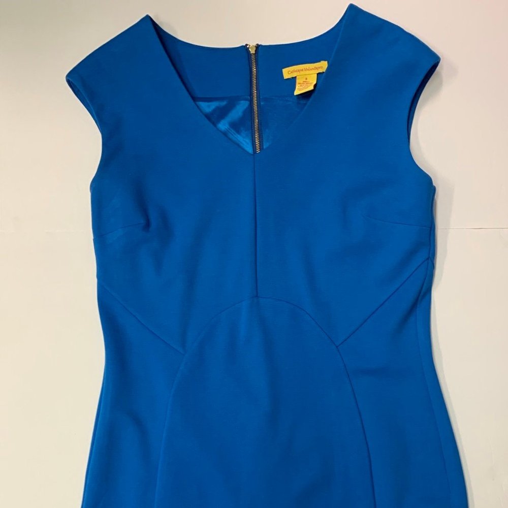 CATHERINE MALANDRINO BLUE SLEEVLSS SHEATH DRESS 8